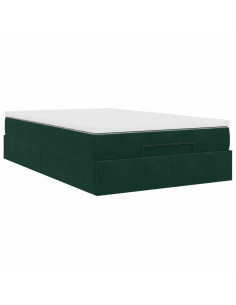 Pouf Letto con Materasso Verde Scuro 120x190 cm Velluto