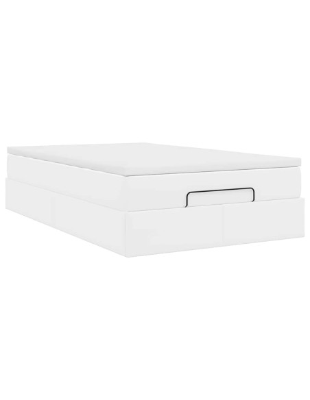 Struttura Letto Pouf con Materasso Bianco 120x190 cm Similpelle