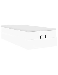 Struttura Letto Pouf con Materasso Bianco 90x200 cm Similpelle