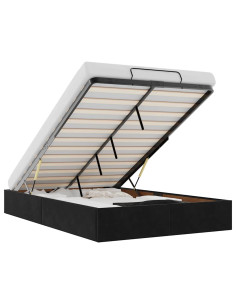 Struttura Letto Pouf Senza Materasso Nero 120x190 cm Velluto