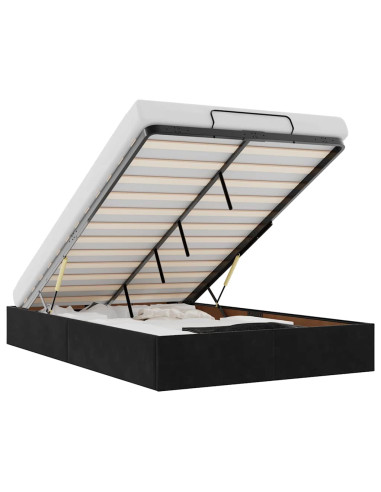 Struttura Letto Pouf Senza Materasso Nero 120x190 cm Velluto