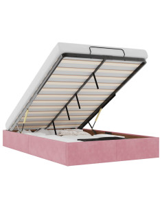 Struttura Letto Pouf Senza Materasso Rosa 120x190 cm Velluto