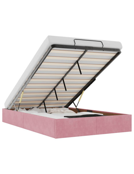 Struttura Letto Pouf Senza Materasso Rosa 120x190 cm Velluto