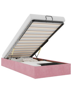 Struttura Letto Pouf Senza Materasso Rosa 80x200 cm Velluto