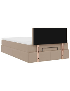 Pouf Letto con Materassi e LED Cappuccino 120x190 cm Similpelle