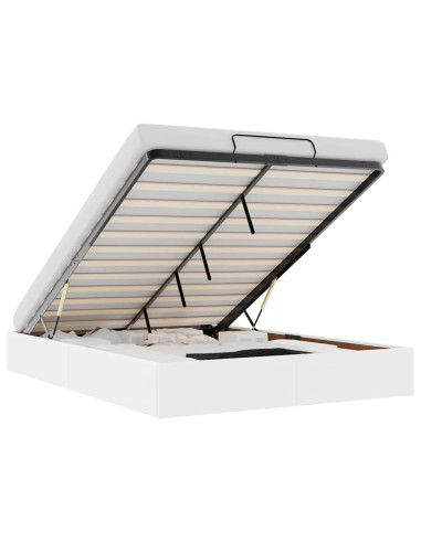 Struttura Letto Pouf senza Materasso Bianco 140x190 cm Similpelle