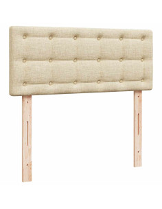 Pouf Letto con Materasso e LED Crema 120x190cm in Tessuto