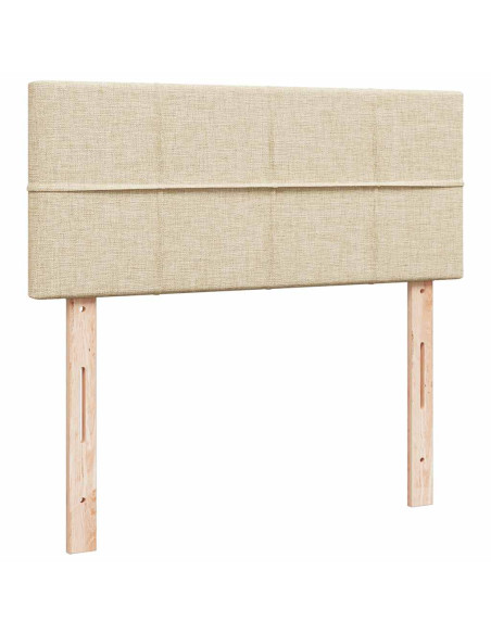 Pouf Letto con Materasso e LED Crema 120x190cm in Tessuto