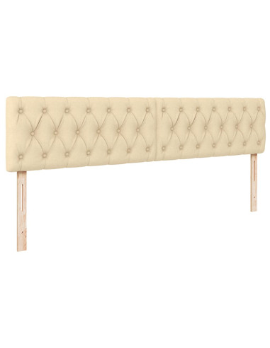 Pouf Letto con Materasso e LED Crema 180x200cm in Tessuto