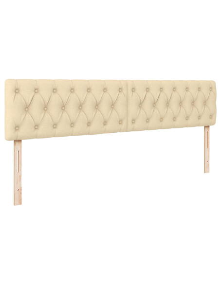 Pouf Letto con Materasso e LED Crema 180x200cm in Tessuto