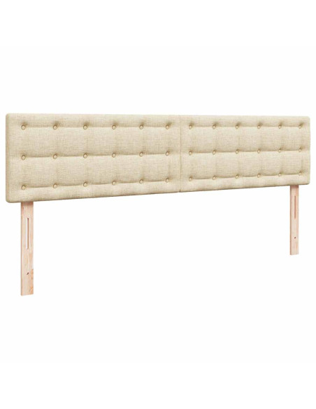 Pouf Letto con Materasso e LED Crema 180x200cm in Tessuto