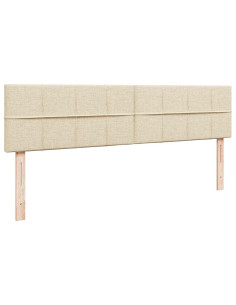 Pouf Letto con Materasso e LED Crema 180x200cm in Tessuto