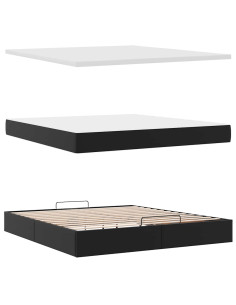 Pouf Letto con Materassi e LED Nero 180x200cm Similpelle