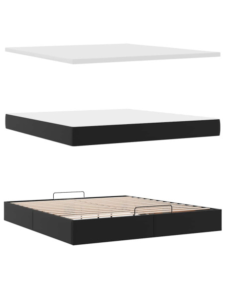 Pouf Letto con Materassi e LED Nero 180x200cm Similpelle