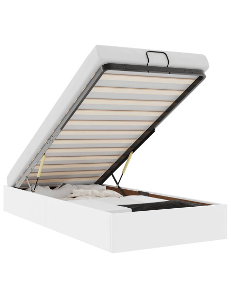 Struttura Letto Pouf senza Materasso Bianco 80x200cm Similpelle