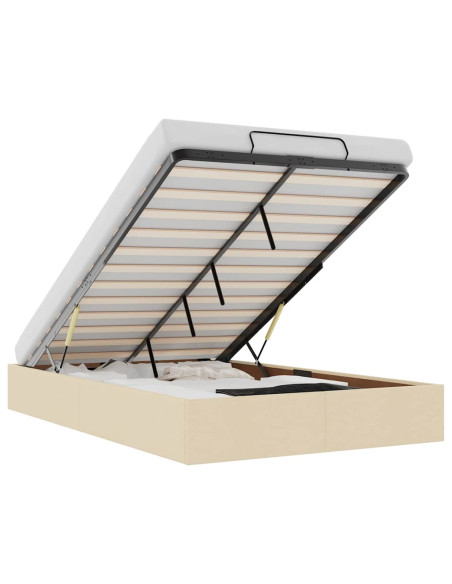 Struttura Letto Pouf senza Materasso Crema 120x190cm in Tessuto