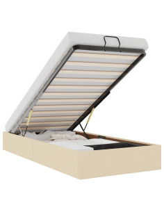 Struttura Letto Pouf senza Materasso Crema 90x200 cm in Tessuto