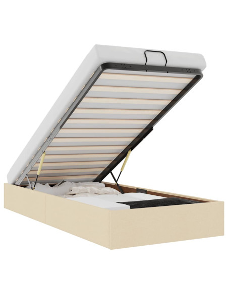 Struttura Letto Pouf senza Materasso Crema 90x200 cm in Tessuto