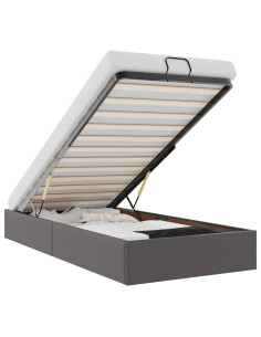 Struttura Letto Pouf senza Materasso Grigio 90x190cm Similpelle