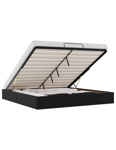 Struttura Letto Pouf senza Materasso Nero 180x200 cm Similpelle