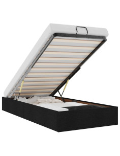 Struttura Letto Pouf senza Materasso Nero 90x190 cm in Tessuto