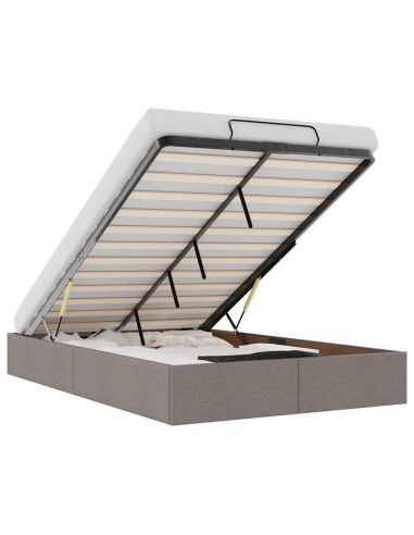 Struttura Letto Pouf senza Materasso Tortora 120x190 cm Tessuto