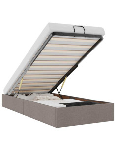 Struttura Letto Pouf senza Materasso Tortora 80x200 cm Tessuto