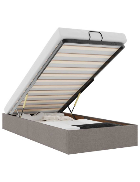 Struttura Letto Pouf senza Materasso Tortora 90x200 cm Tessuto