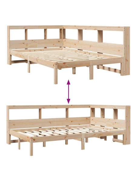 Letto Libreria senza Materasso 120x200cm Legno Massello di Pino