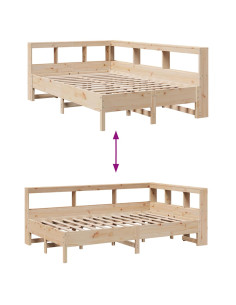 Letto Libreria senza Materasso 120x200cm Legno Massello di Pino