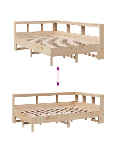 Letto Libreria senza Materasso 120x200cm Legno Massello di Pino