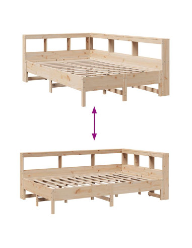 Letto Libreria senza Materasso 140x200 cm in Legno di Pino