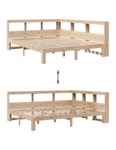 Letto Libreria senza Materasso 150x200 cm in Legno di Pino