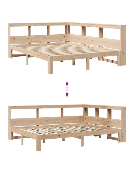 Letto Libreria senza Materasso 150x200 cm in Legno di Pino