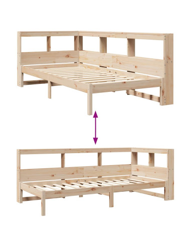 Letto Libreria senza Materasso 90x200 cm Legno Massello Pino