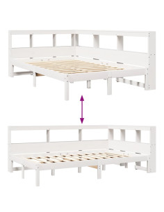 Letto Libreria senza Materasso Bianco 120x200 cm Legno di Pino