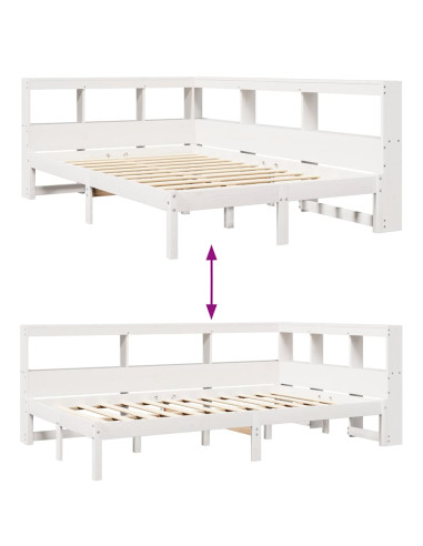 Letto Libreria senza Materasso Bianco 120x200 cm Legno di Pino