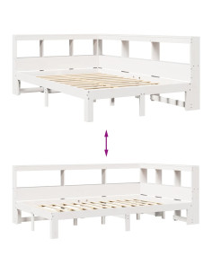 Letto Libreria senza Materasso Bianco 120x200 cm Legno di Pino