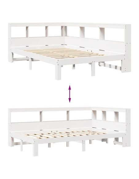 Letto Libreria senza Materasso Bianco 120x200 cm Legno di Pino