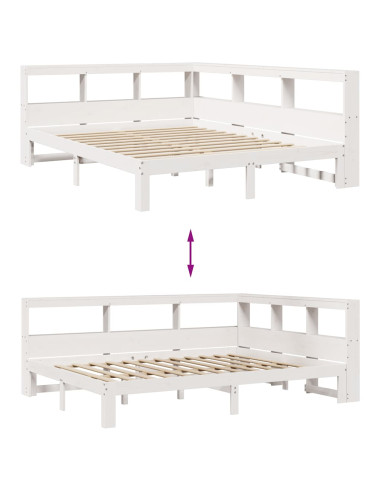 Letto Libreria senza Materasso Bianco 140x200 cm Legno di Pino