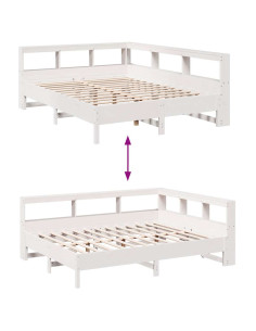 Letto Libreria senza Materasso Bianco 140x200 cm Legno di Pino