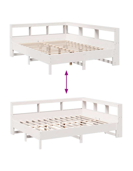 Letto Libreria senza Materasso Bianco 140x200 cm Legno di Pino