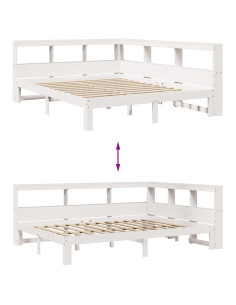 Letto Libreria senza Materasso Bianco 160x200 cm Legno di Pino