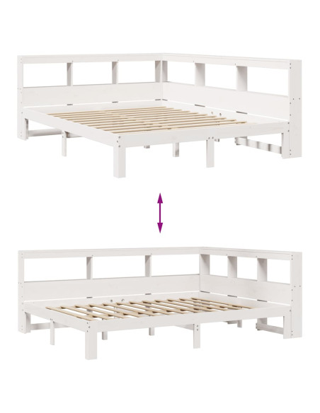 Letto Libreria senza Materasso Bianco 160x200 cm Legno di Pino