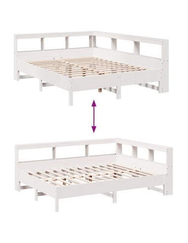 Letto Libreria senza Materasso Bianco 160x200 cm Legno di Pino
