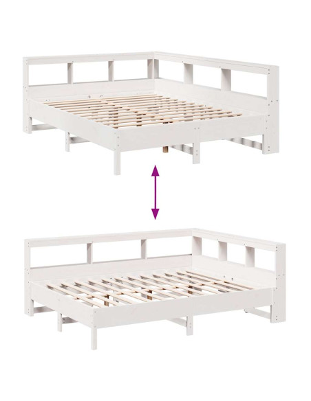 Letto Libreria senza Materasso Bianco 160x200 cm Legno di Pino