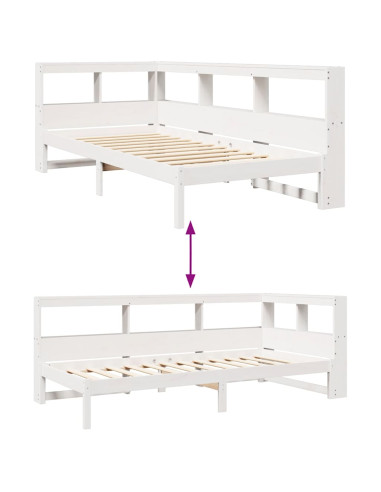 Letto Libreria senza Materasso Bianco 90x190 cm Massello Pino