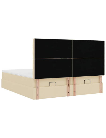 Struttura Letto Pouf con Materassi Crema 160x200 cm in Tessuto