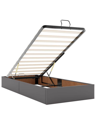 Struttura Letto Pouf con Materassi Grigio 180x200 cm Similpelle