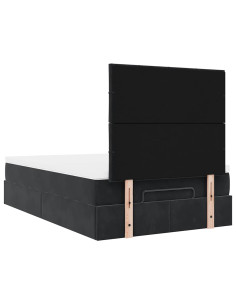 Struttura Letto Pouf con Materassi Nero 120x190 cm Velluto